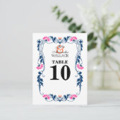 Elegante Leaf Florals & Wirbel Tischnummer Card (Stehend Vorderseite)