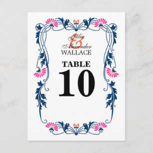 Elegante Leaf Florals & Wirbel Tischnummer Card
