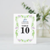 Elegante Leaf Florals & Wirbel Tischnummer Card (Stehend Vorderseite)