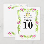 Elegante Leaf Florals & Wirbel Tischnummer Card (Vorne/Hinten)