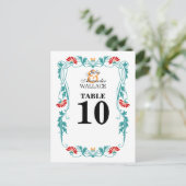 Elegante Leaf Florals & Wirbel Tischnummer Card (Stehend Vorderseite)