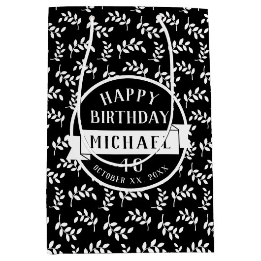 Elegante Leaf-Muster Natur Liebhaber Geburtstag Mittlere Geschenktüte (Vorderseite)
