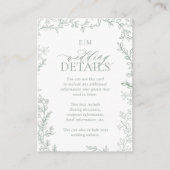 Elegante Leaf Sage Green Monogram Wedding Details Begleitkarte (Vorderseite)