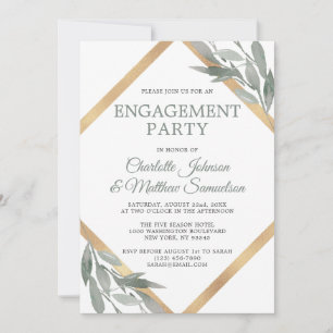 Elegante Leaf Sage Olive Gold DUSCHE Einladung