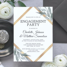 Elegante Leaf Sage Olive Gold ENGAGEMENT PARTEI