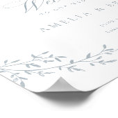 Elegante Leaf Zweigstelle Botanical Blue Wedding W Poster (Ecke)