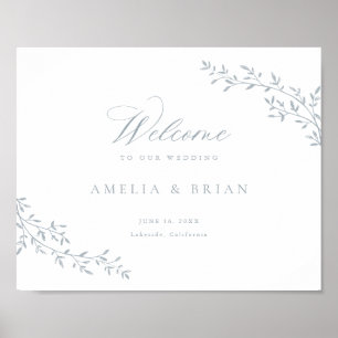 Elegante Leaf Zweigstelle Botanical Blue Wedding W Poster