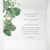 ELEGANTE LEAFENFLIEGE GREENERY WATERCOLOR WEDD DREIFACH GEFALTETE EINLADUNG (Innenseite Mitte)