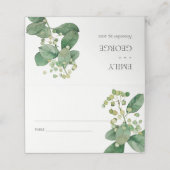 ELEGANTE LEAFENFOLIAGE GREENERY WATERCOLOR FLORAL PLATZKARTE (Außenseite Aufgefaltet)