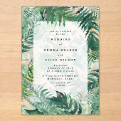 Elegante Leafy Greenery Hand bemalt Hochzeit Acryleinladungen (Vorderseite)