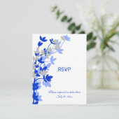 Elegante Leafy in Blue Silver RSVP Cards (Stehend Vorderseite)
