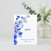 Elegante Leafy in Blue Silver RSVP Cards (Stehend Vorderseite)