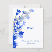 Elegante Leafy in Blue Silver RSVP Cards Karte (Vorderseite)