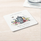 Elegante Leafy Rose Blumenkohl Teapot jedes Alter Rechteckiger Pappuntersetzer (angewinkelt)