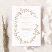 Elegante Leafy Wreath Gold Laurel Botanische Hochz Einladung