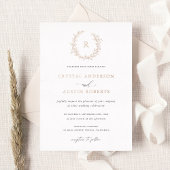 Elegante Leafy Wreath Monogram Foliage Wedding Folieneinladung