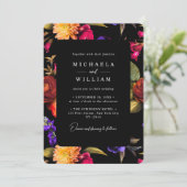 Elegante, lebendige Blumenhochzeit Einladung (Stehend Vorderseite)