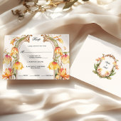 Elegante, lebendige Hochzeit in Gelb und Gold RSVP Karte