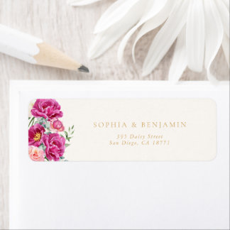 Elegante lebendige rosa florale Hochzeit-Rücksende
