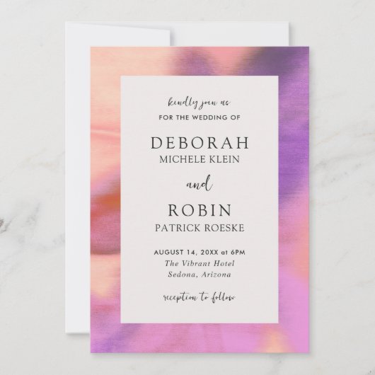 Elegante, lebendige Wüste Sunset Moderne Hochzeit Einladung (Vorderseite)