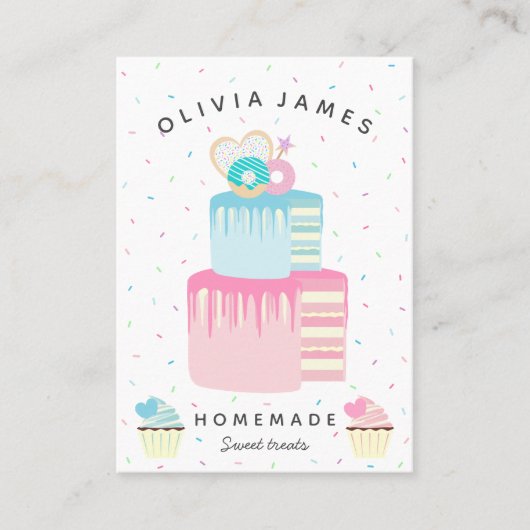 Elegante Leckereien Kuchenkuchen und Bäckerei Visitenkarte (Vorderseite)