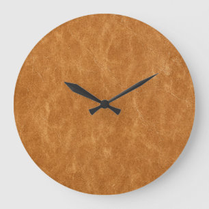Elegante Leder-Hintergrundtextur Große Wanduhr