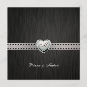 Elegante (leere) Damast-Monogramm-Hochzeitskarten Einladung