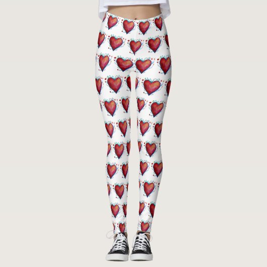 Elegante Leggings für Rote Herzen (Vorderseite)
