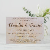 Elegante, leicht staubige Pfirsiche Save the Date (Stehend Vorderseite)