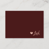 Elegante Leinen nach der Pflege Rose Goldburgund Visitenkarte (Rückseite)
