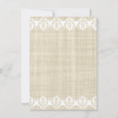 Elegante Leinen-und Spitze-Hochzeits-Einladungen Einladung (Rückseite)