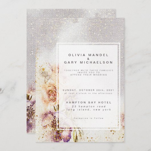 Elegante Leinwand mit Aquarellfarben Einladung (Vorne/Hinten)