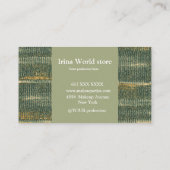 Elegante Leinwand Schlaganfall Grün und Gold Visitenkarte (Rückseite)