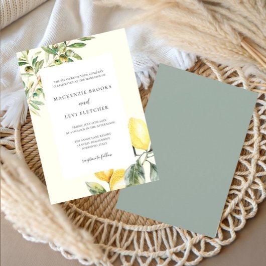 Elegante Lemengarten-Hochzeit Einladung