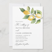 Elegante Lemon Botanische Hochzeit im Mittelmeer Einladung (Vorderseite)