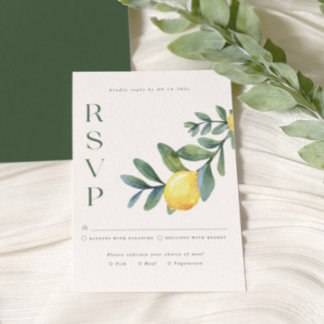 Elegante Lemon botanische Hochzeitskarte RSVP Begleitkarte