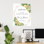 Elegante Lemon Floral Geometric Wedding Willkommen Poster (Heimbüro)