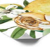Elegante Lemon Floral Greenery Baby Dusche Willkom Poster (Ecke)