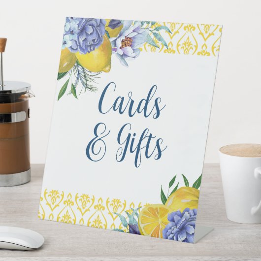 Elegante Lemon Floral Wedding Cards & Gifts Sockelschild (In Situ)