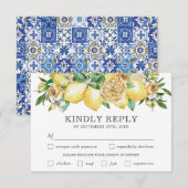 Elegante Lemon Floral Wedding Meal Choice RSVP Kar Karte (Vorne/Hinten)