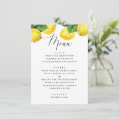 Elegante Lemon Hochzeit. Mittelmeergarten Menükarte (Stehend Vorderseite)