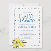 Elegante Lemon Mediterrane Babydusche Einladung (Vorderseite)