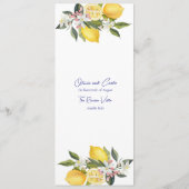 Elegante Lemon Mediterrane Hochzeit Menükarte (Rückseite)