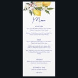Elegante Lemon Mediterrane Hochzeit Menükarte<br><div class="desc">Erhöhen Sie Ihren Hochzeitsempfang mit unserem eleganten Lemon Mediterrane Hochzeitsmenü. Mit einem minimalistischen Design, einer ausgefeilten Script-Kalligraphie und einem wunderschön gestalteten blumengeschmückten Wappen-Monogramm fügt dieses Menü Ihrem besonderen Tag eine Touch zeitloser Eleganz hinzu. Ideal für Paare, die ein raffiniertes und einheitliches Ambiente suchen, sorgt unser Menüdesign dafür, dass Ihre Gäste...</div>