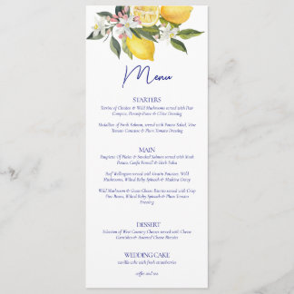 Elegante Lemon Mediterrane Hochzeit Menükarte