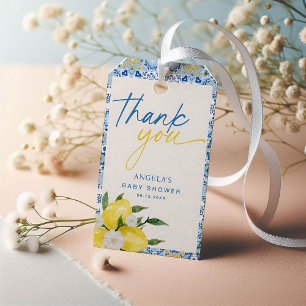 Elegante Lemon Mediterranean Baby Shower Geschenkanhänger