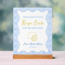 Elegante Lemon Rezept Karte Signieren für Brautpar Acrylschild