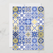 Elegante Lemon und Blue Mediterrane Hochzeit Einladung (Rückseite)