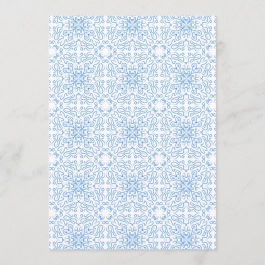 Elegante Lemon und Blue Tiles Mediterrane Hochzeit Menükarte (Rückseite)
