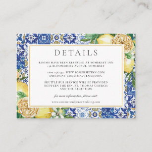 Elegante Lemons florales Mosaik für Hochzeiten Det Begleitkarte